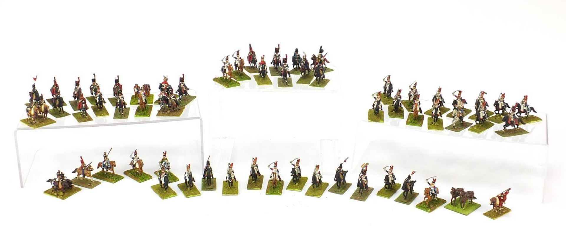 Collection of military interest hand painted lead cavalry horsemen, each approximately 4.5cm high