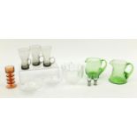 Art glassware including a Wedgwood three ring candle holder by Stennett Wilson, Whitefriars and