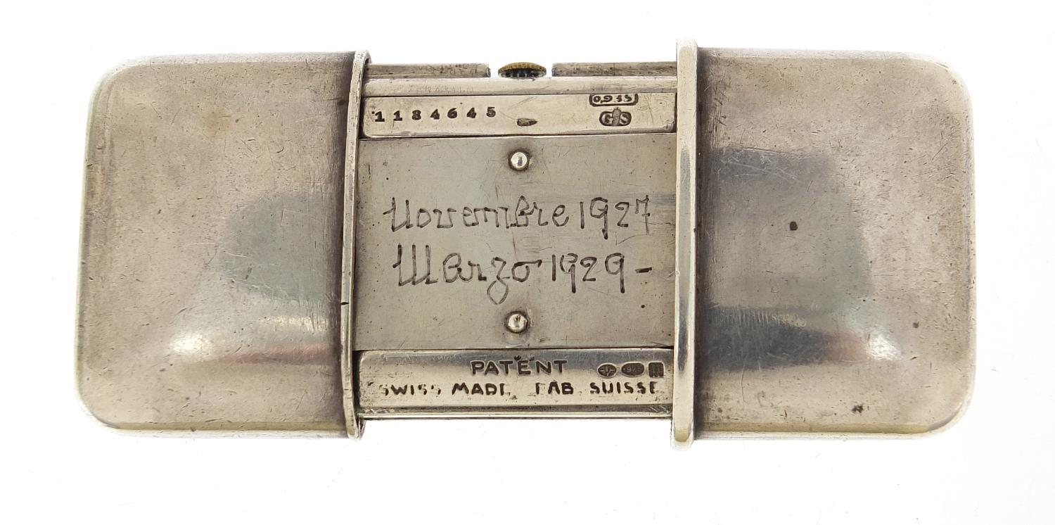 Movado, Art Deco silver self winding travel watch, retailed by Hausmann & Co, the case numbered - Image 2 of 5