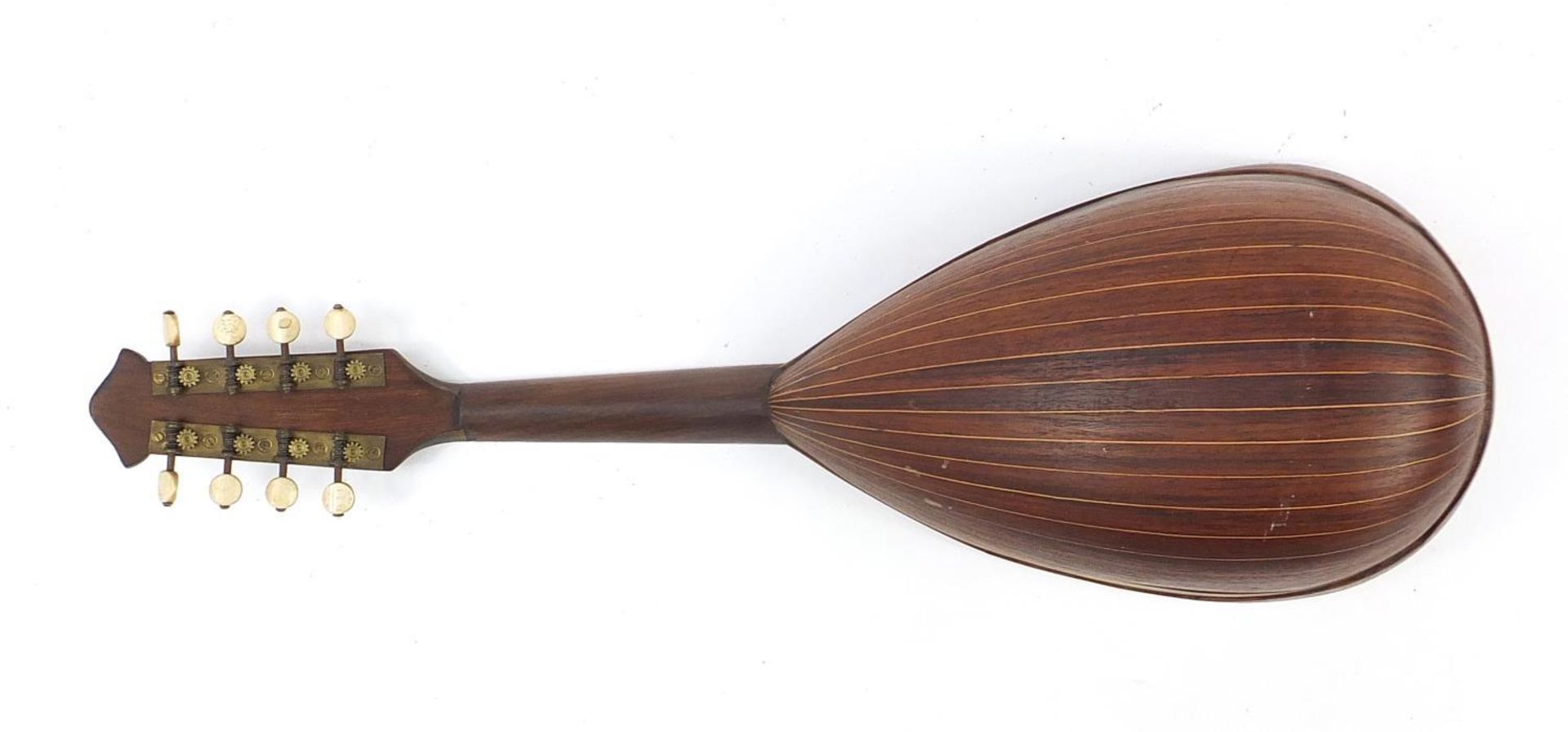 Italian inlaid rosewood melon shaped mandolin with case and D C O Brambilla of Napoli paper label to - Bild 6 aus 13