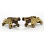 Pair of American bicentennial bronzed table cannons, each 21cm in length