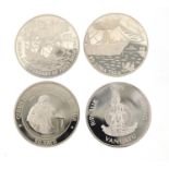 Four silver commemorative coins including Queen Elizabeth, The Queen Mother, 120g