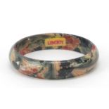 Liberty, vintage lacquered fabric design bangle, 8cm in diameter