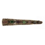Chinese filigree silver gilt claw brooch set with semi precious stones, 8.5cm wide, 14.0g