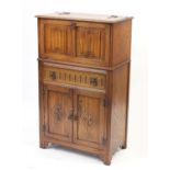 Jaycee, oak linenfold cocktail cabinet, 124cm H x 74cm W x 43cm D