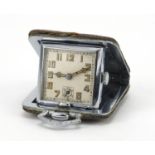 Vintage travel pocket watch with snakeskin case, 3.5cm wide