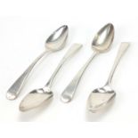 Set of four George III silver teaspoons, I B London 1806, 14cm in length, 68.3g