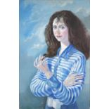 David Smith 1987 - Portrait of a lady, possibly Sarah Brightman, signed oil on canvas, Windsor &