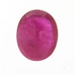 Oval purple/red ruby gemstone with certificate, approximately 2.51 carat