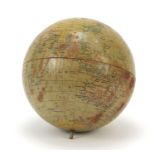 Tinplate terrestrial sailor's globe, approximately 14cm in diameter