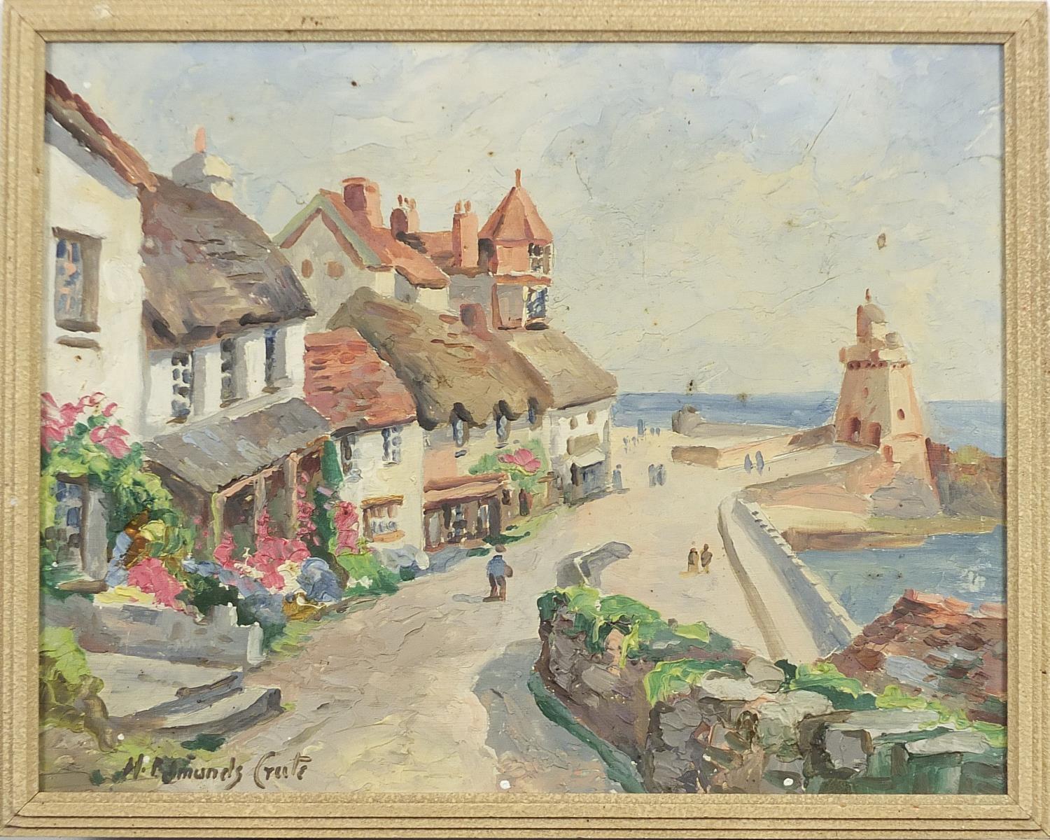 Harry Edmunds Crute - Mars Hill, Lynmouth, oil on board, framed, 28.5cm x 22cm excluding the frame - Image 2 of 5