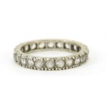 9ct gold white sapphire eternity ring, size O, 2.6g