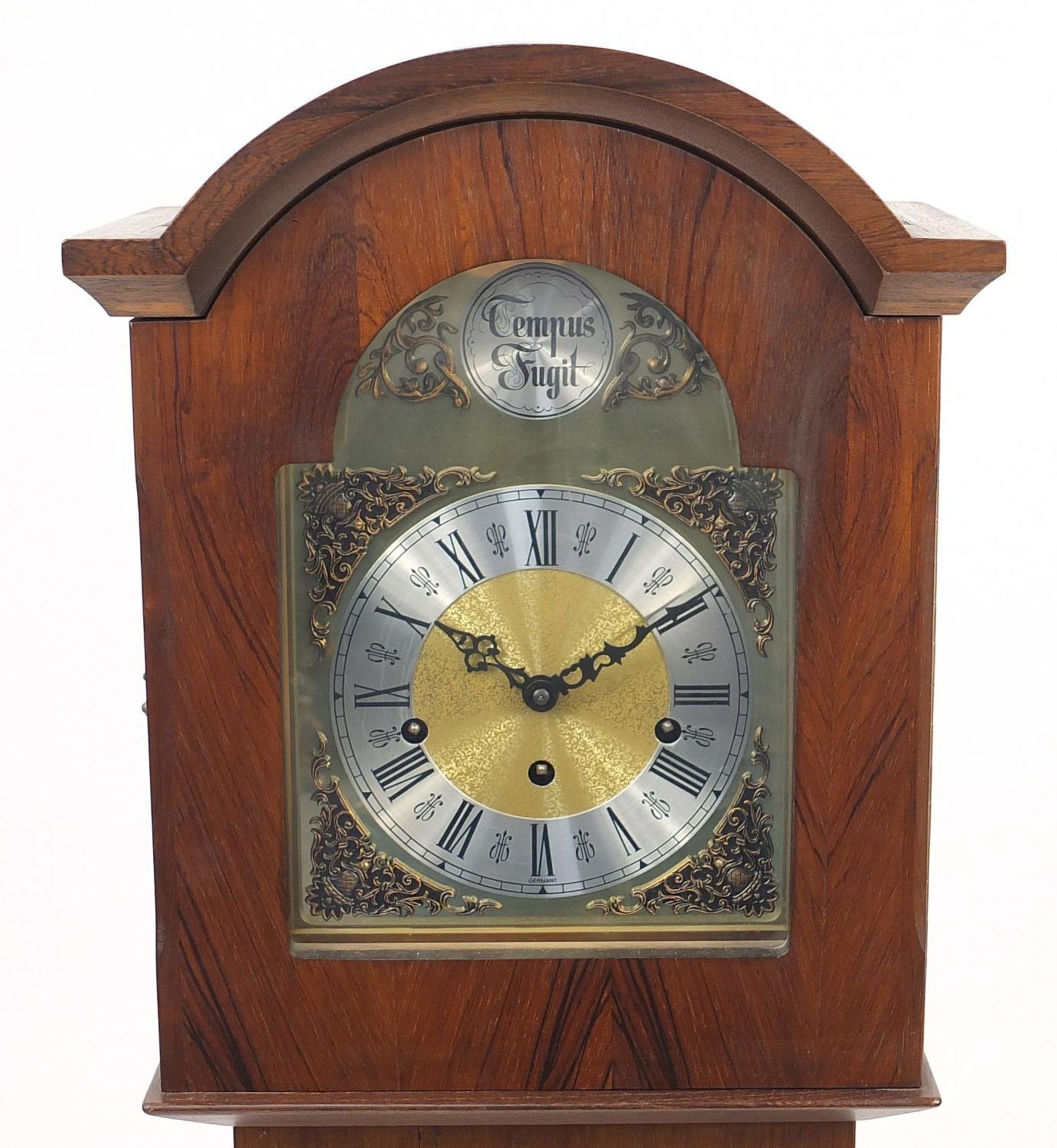 Tempest Fugit granddaughter clock with visible weights and pendulum, 149cm high - Image 2 of 8