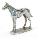 Early 20th century chrome plated horse car mascot, 13cm in length