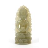 Chinese celadon jade carving of Buddha, 6.5cm high