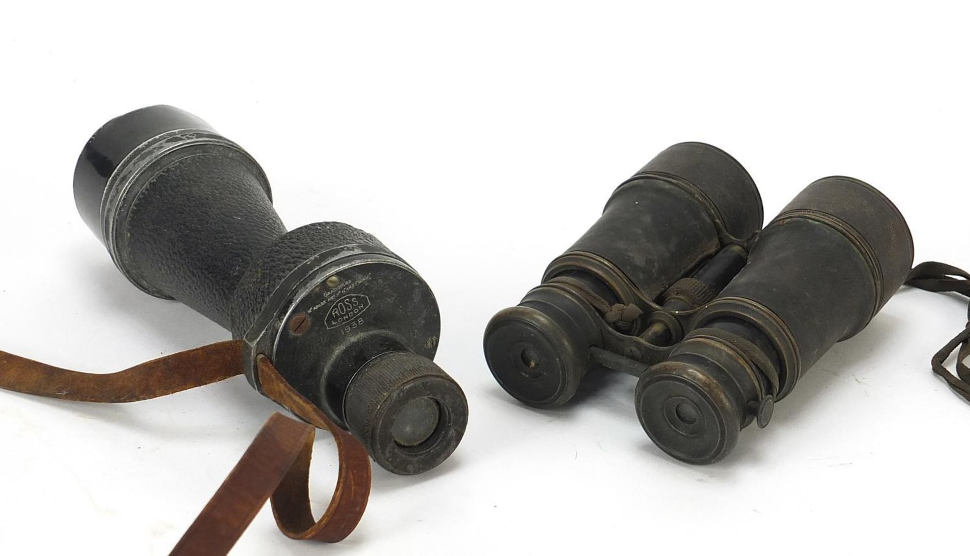 Pair of military interest field binoculars and a Ross of London spotting scope numbered 1938, the - Image 2 of 3
