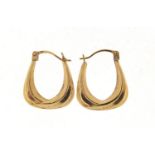 Pair of 9ct gold hoop earrings, 1.5cm high, 0.4g