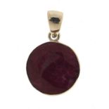 Ruby gemstone silver pendant, approximately 25.0 carat, 10.0g