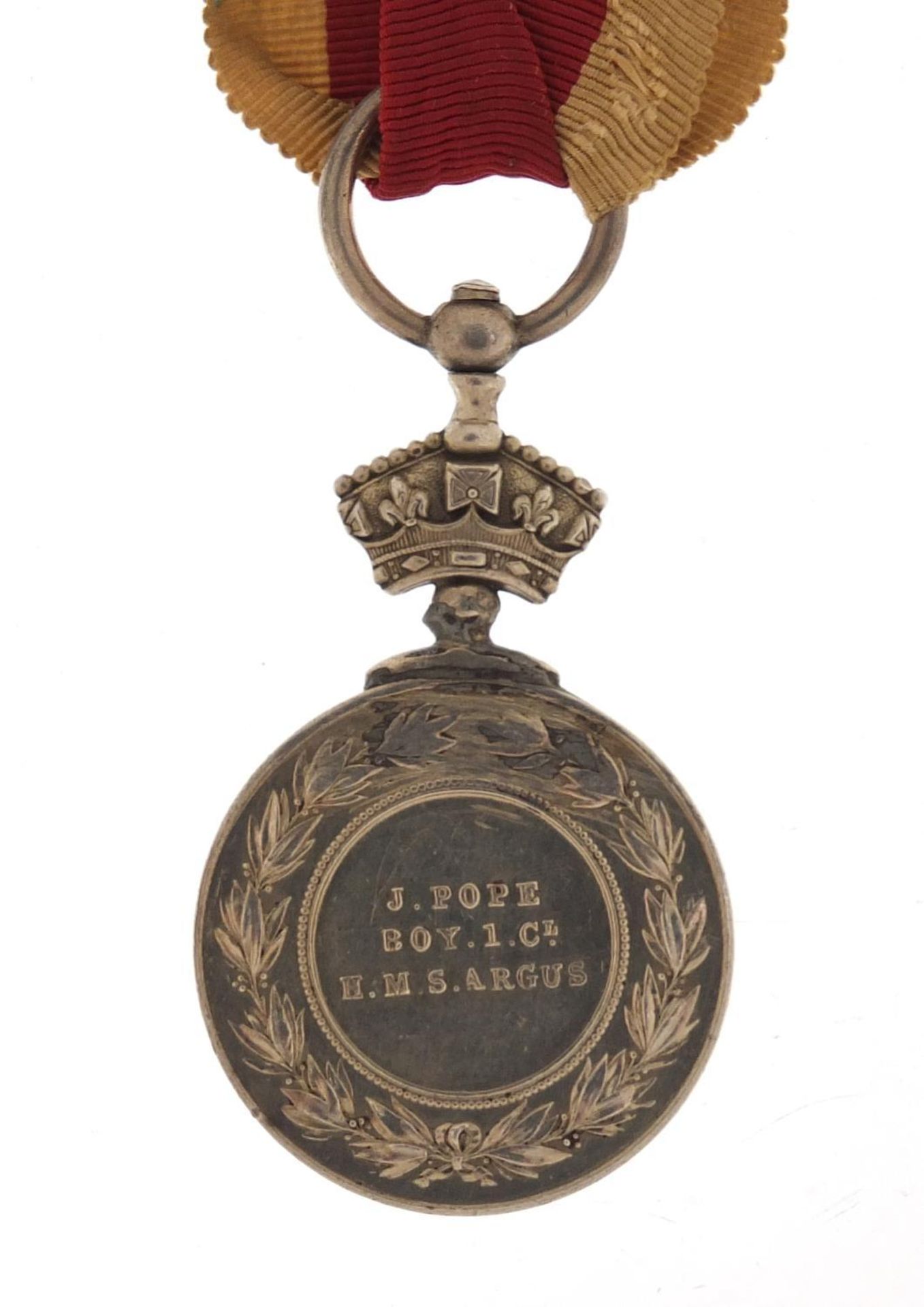 Victorian British military Abyssinian War medal awarded to J.POPE.BOY.1.CL.H.M.S.ARGUS - Image 2 of 2