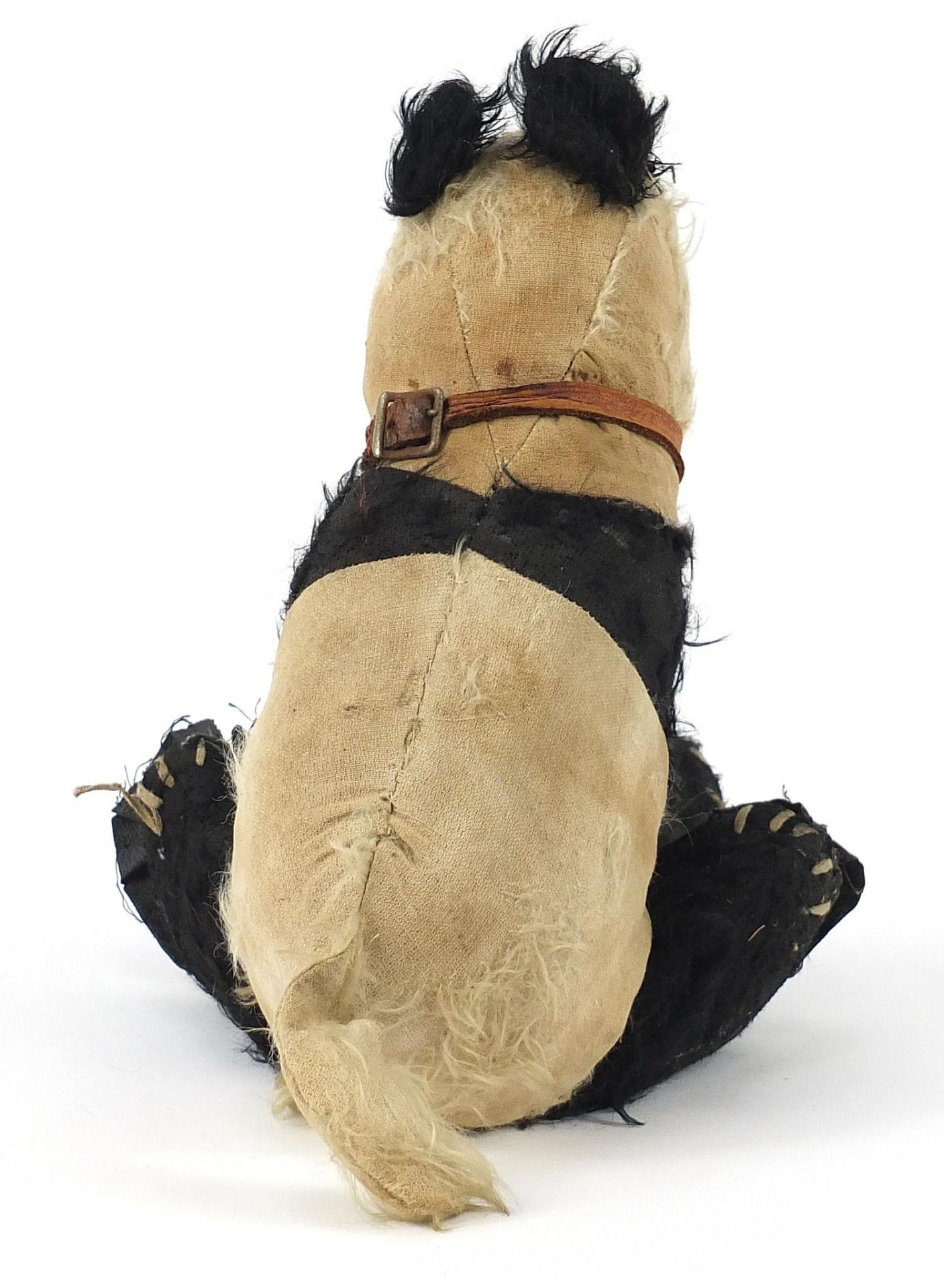 Antique straw filled panda with leather collar, 38cm in length - Image 2 of 3