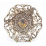 William Adams Ltd, Art Nouveau silver dish, pierced and embossed with stylised flowers, Birmingham