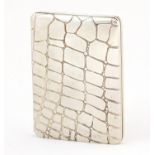 Links of London silver double card case with crocodile skin design, 6.2cm high, 39.8g