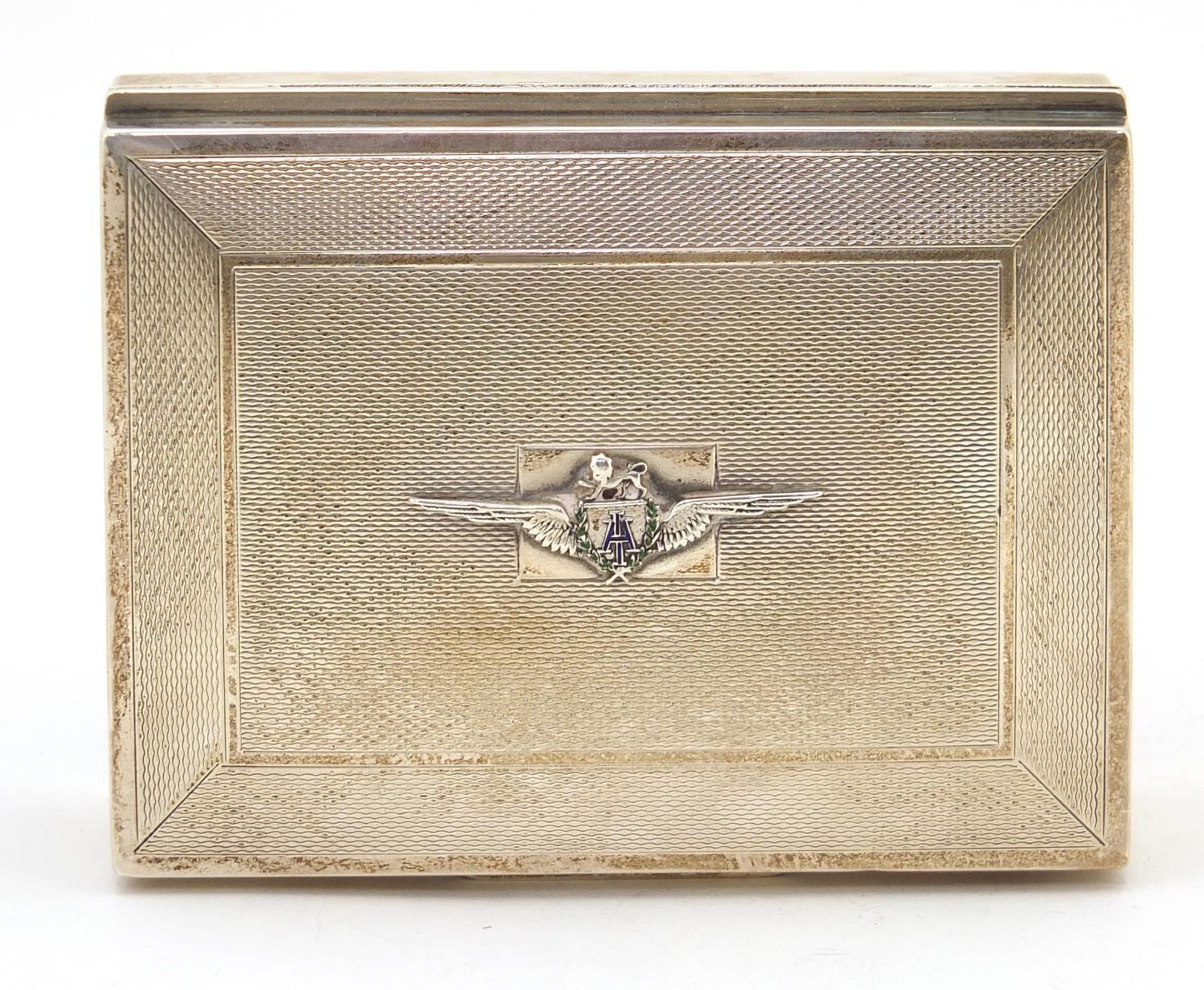 Alexander Clark & Co Ltd, rectangular silver cigarette box, the hinged lid with engine turned - Image 3 of 7
