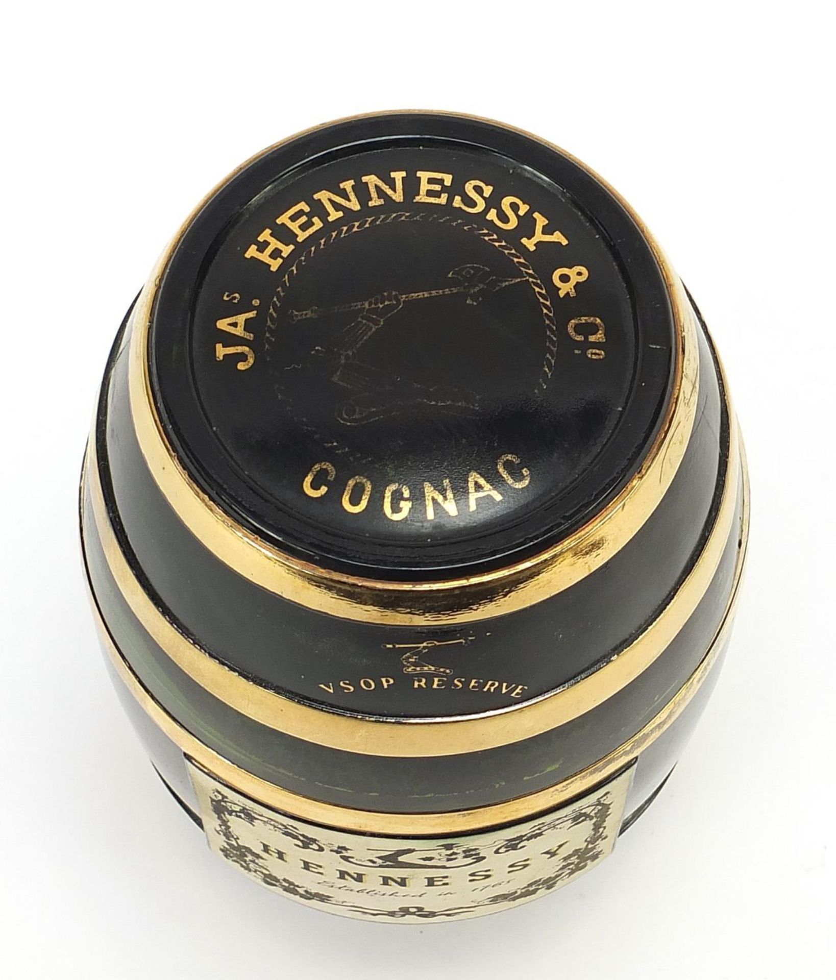 Bottle of Hennessey cognac housed in a barrel design glass bottle, 19cm high : - Image 4 of 7