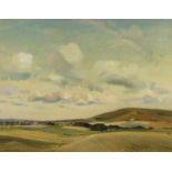 Frank Wootton - Alciston towards Wilmington, oil on board, mounted and framed, 49.5cm x 39cm exclud