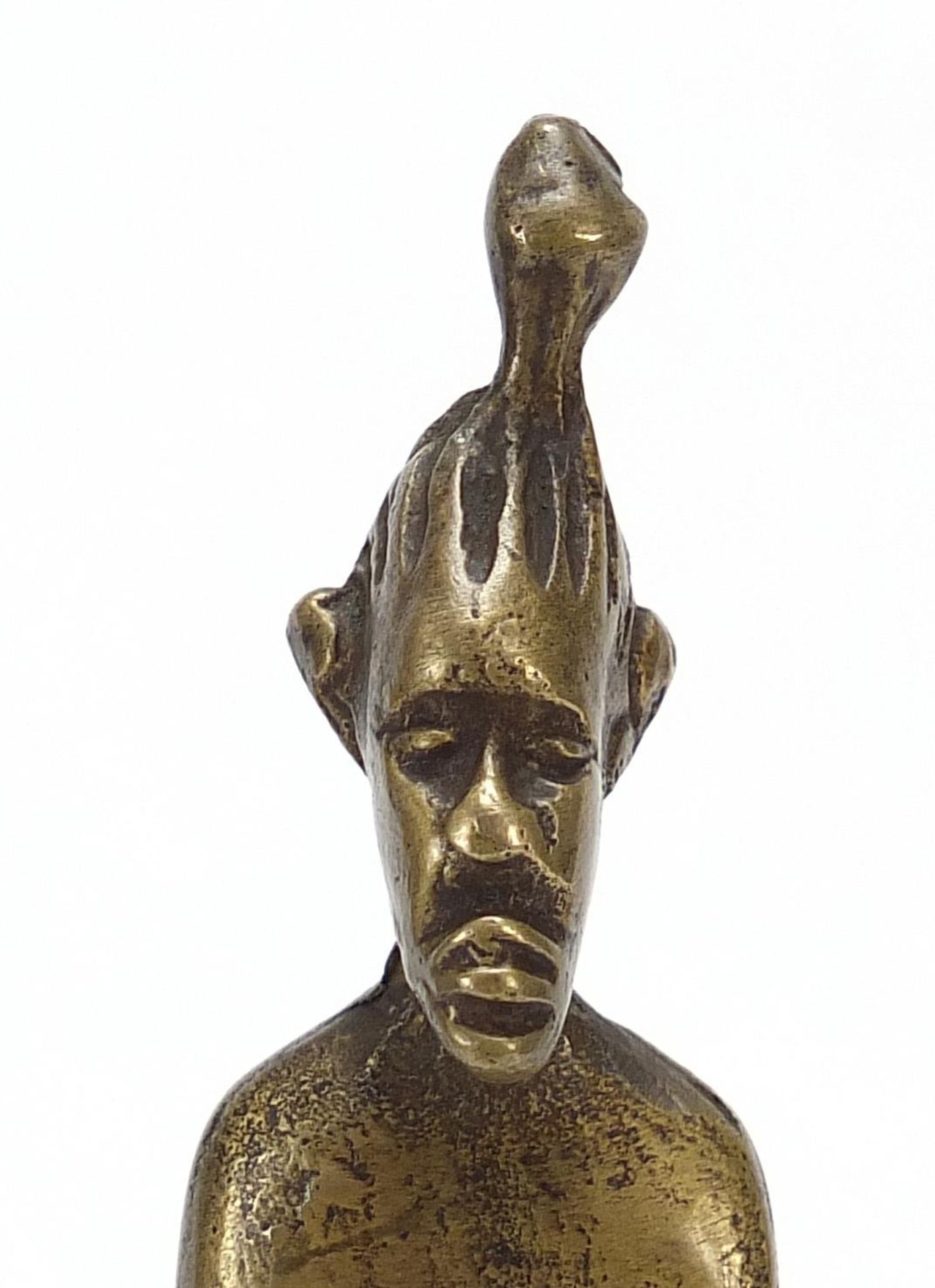 African bronze figure of a nude female, 38.5cm high : - Image 2 of 4