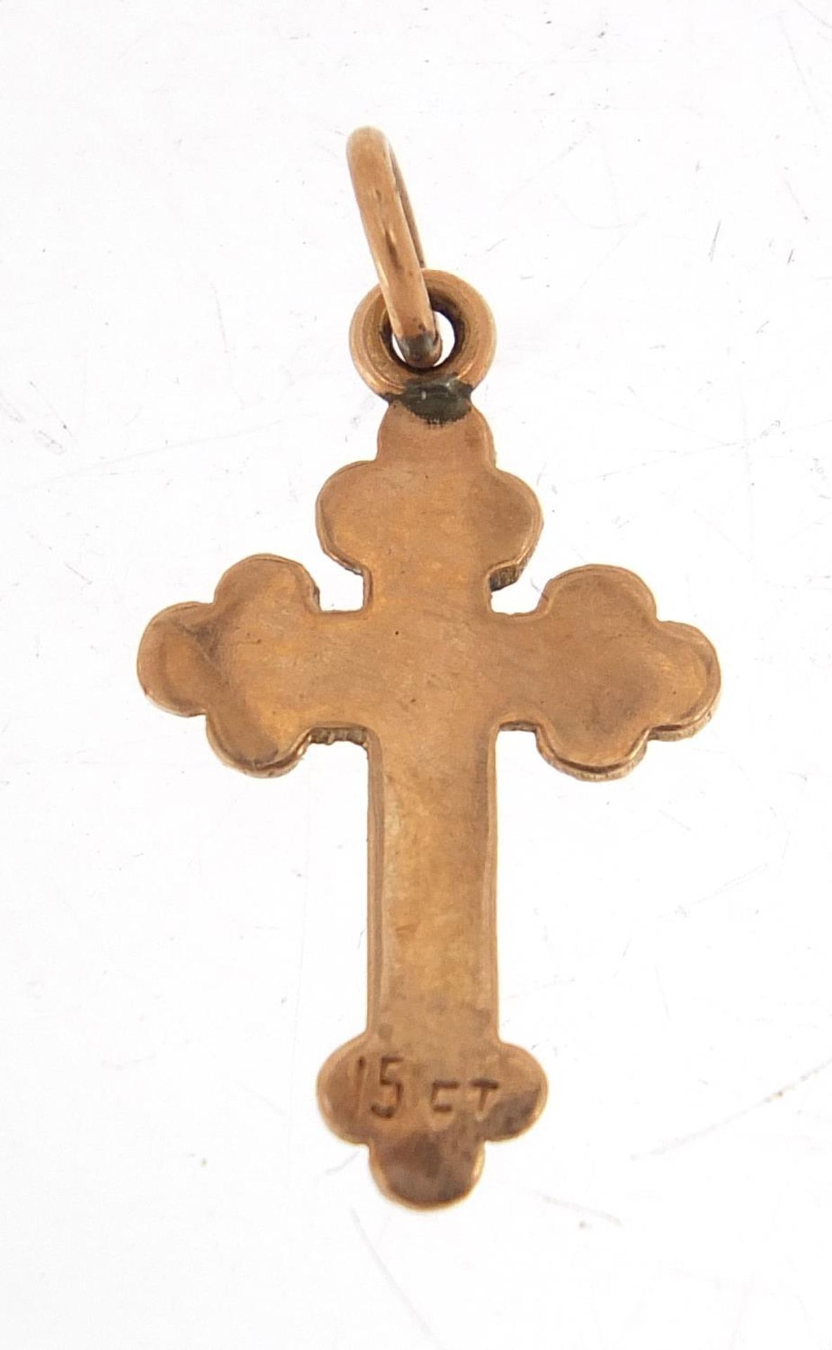 15ct gold cross pendant, 2cm high, 1.4g : - Bild 2 aus 3