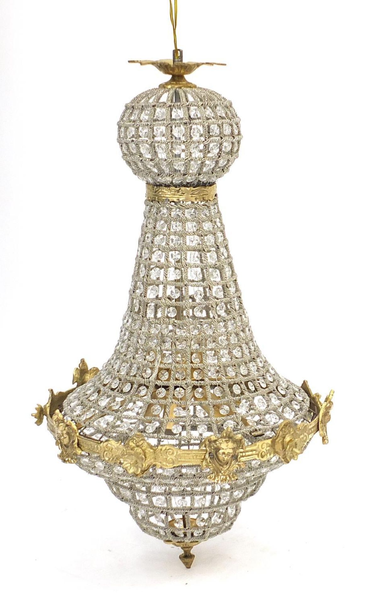 Large ornate gilt chandelier with drops, 78cm high : - Image 2 of 4