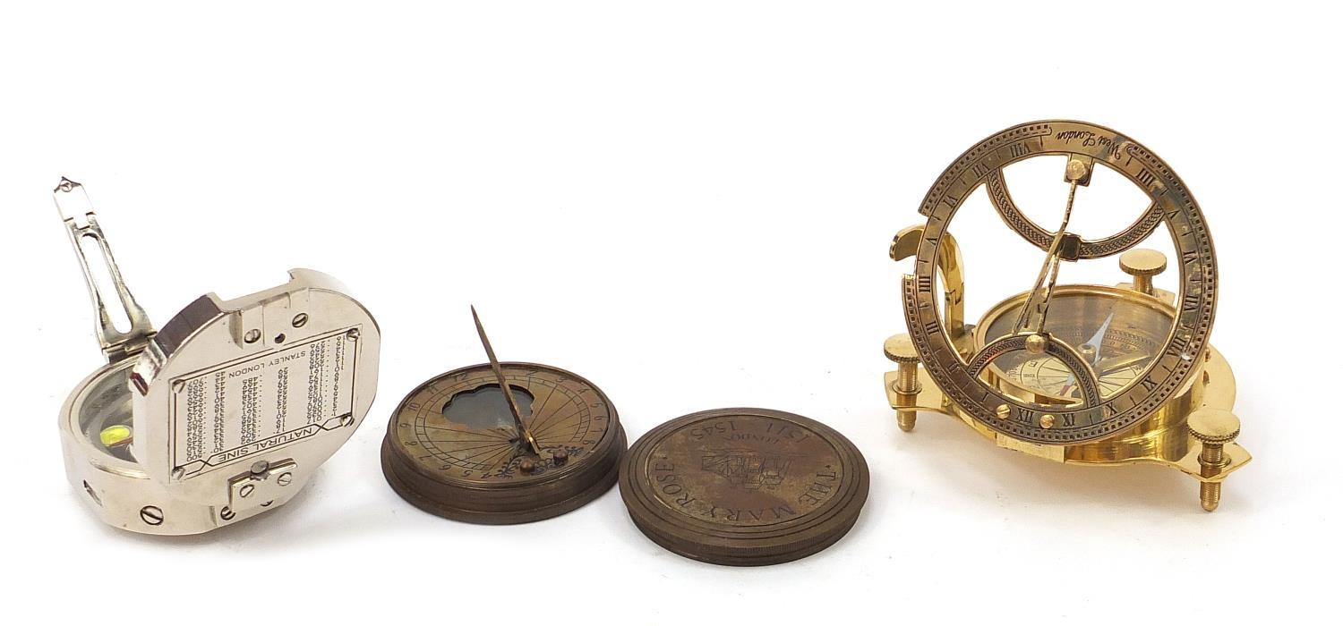 Three naval/military interest compasses including two with sundials : - Image 5 of 6