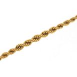 Continental 18ct gold graduated rope twist necklace, probably French, 41cm in length, 31.0g :