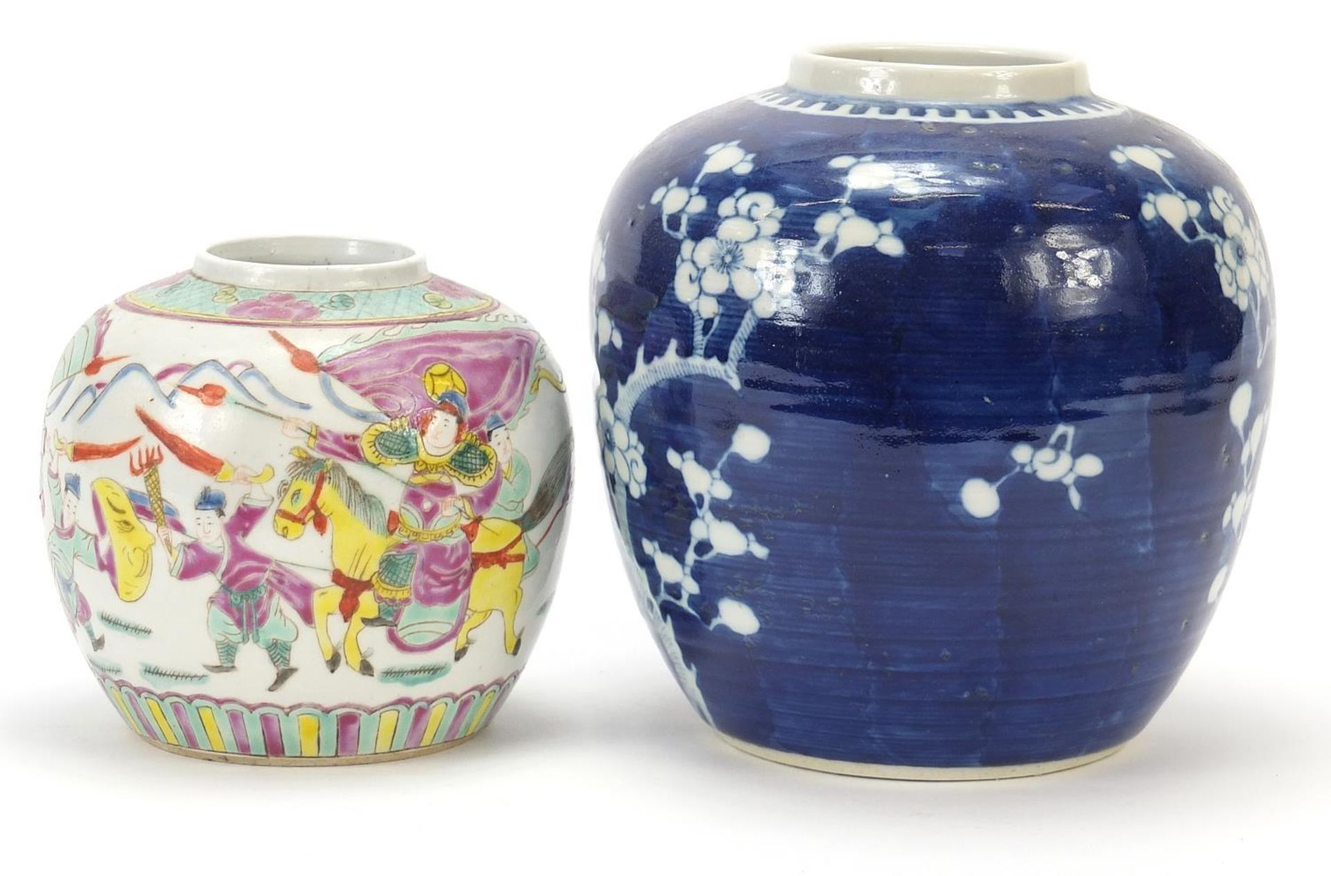 Two Chinese porcelain ginger jars comprising and example finely hand painted in the famille rose - Image 2 of 8