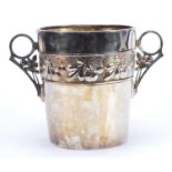 WMF, large German Art Nouveau silver plated wine cooler with twin handles embossed with leaves and