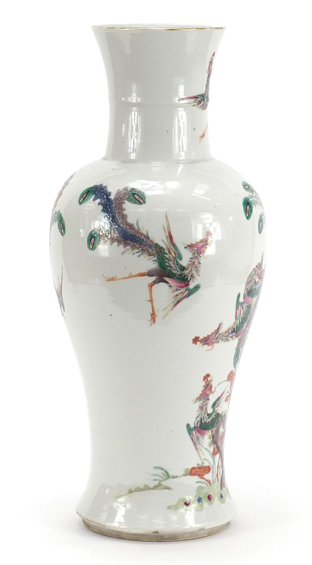 Large Chinese porcelain vase finely hand painted in the famille rose palette with phoenixes - Image 7 of 14