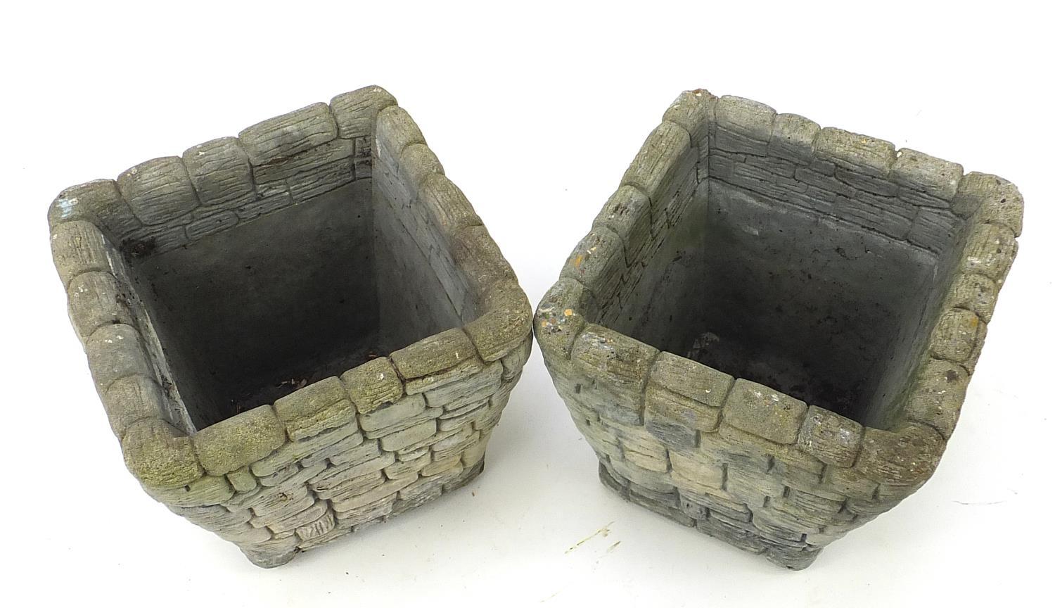 Two pairs of stoneware garden planters, the largest 23cm high : - Image 3 of 9