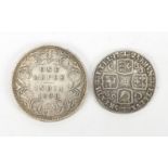 George II 1723 shilling and Indian 1891 one rupee :