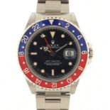 Rolex, gentleman's GMT Master automatic wristwatch with Pepsi bezel and date aperture, Ref 16700,