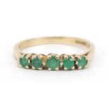 9ct gold green stone ring, possibly emerald, size L, 1.7g :