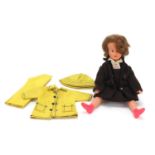 Vintage Patch doll with clothing including raincoat, the doll numbered 047001 :