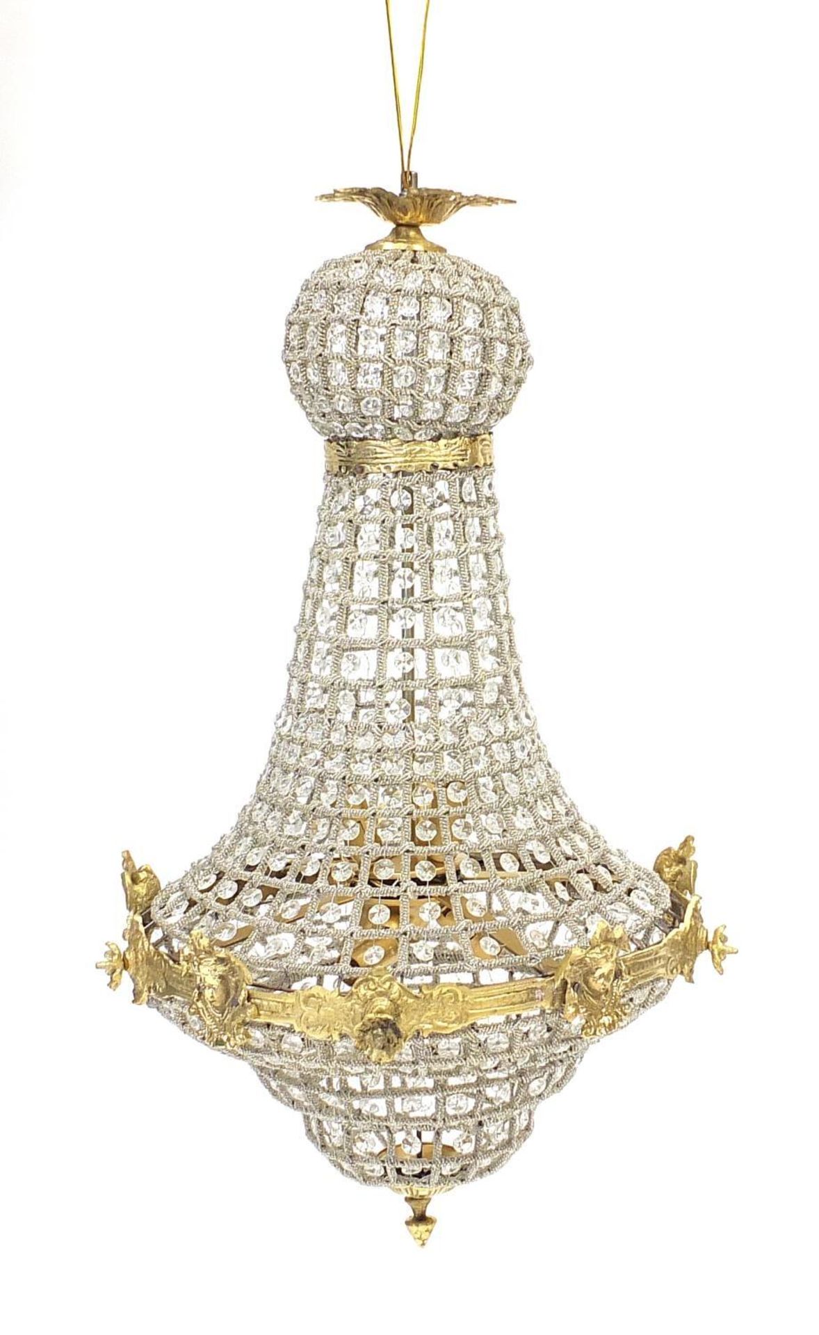 Large ornate gilt chandelier with drops, 78cm high : - Image 2 of 4