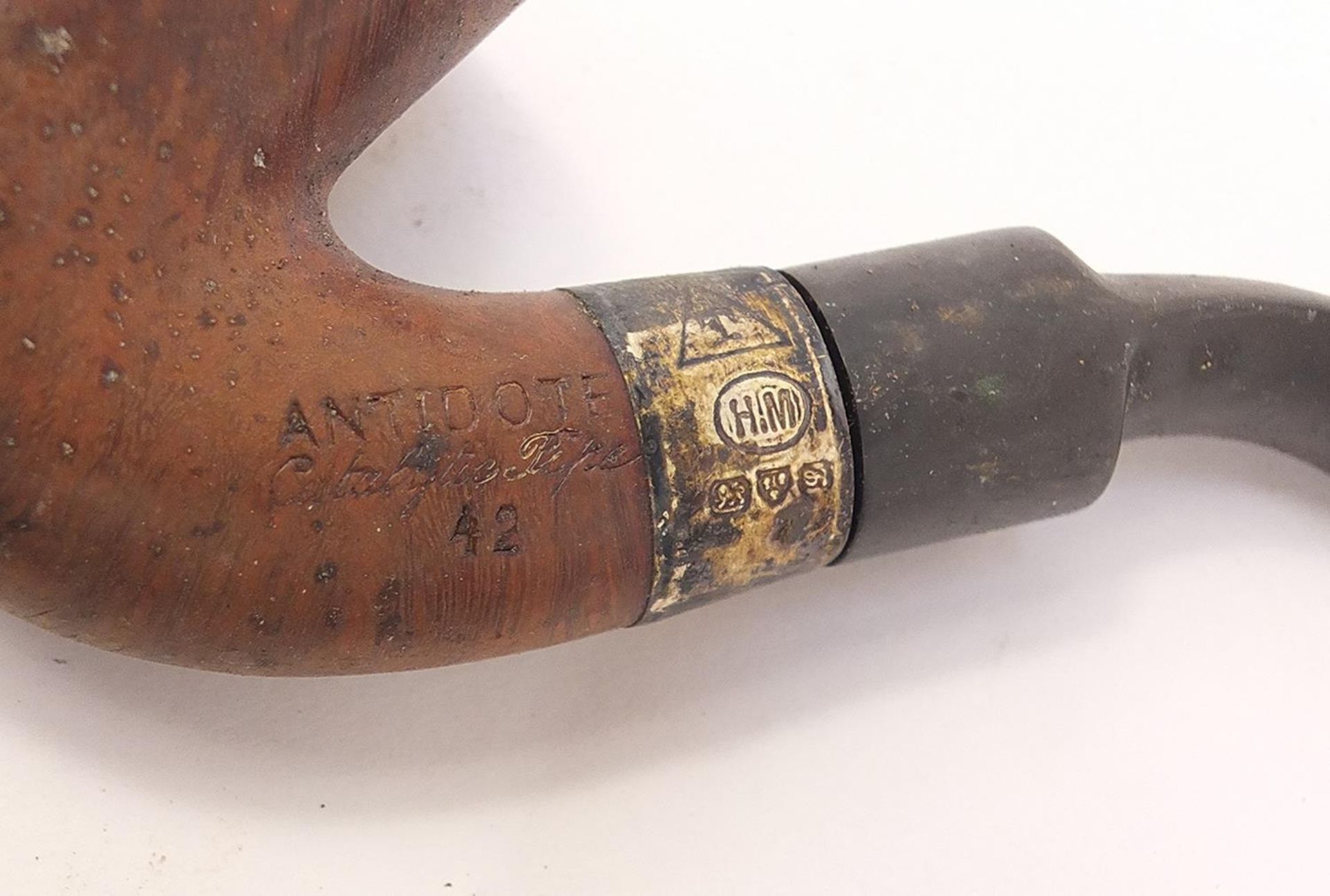 Twelve vintage silver mounted smoking pipes, mostly impressed Antidote : - Image 5 of 8