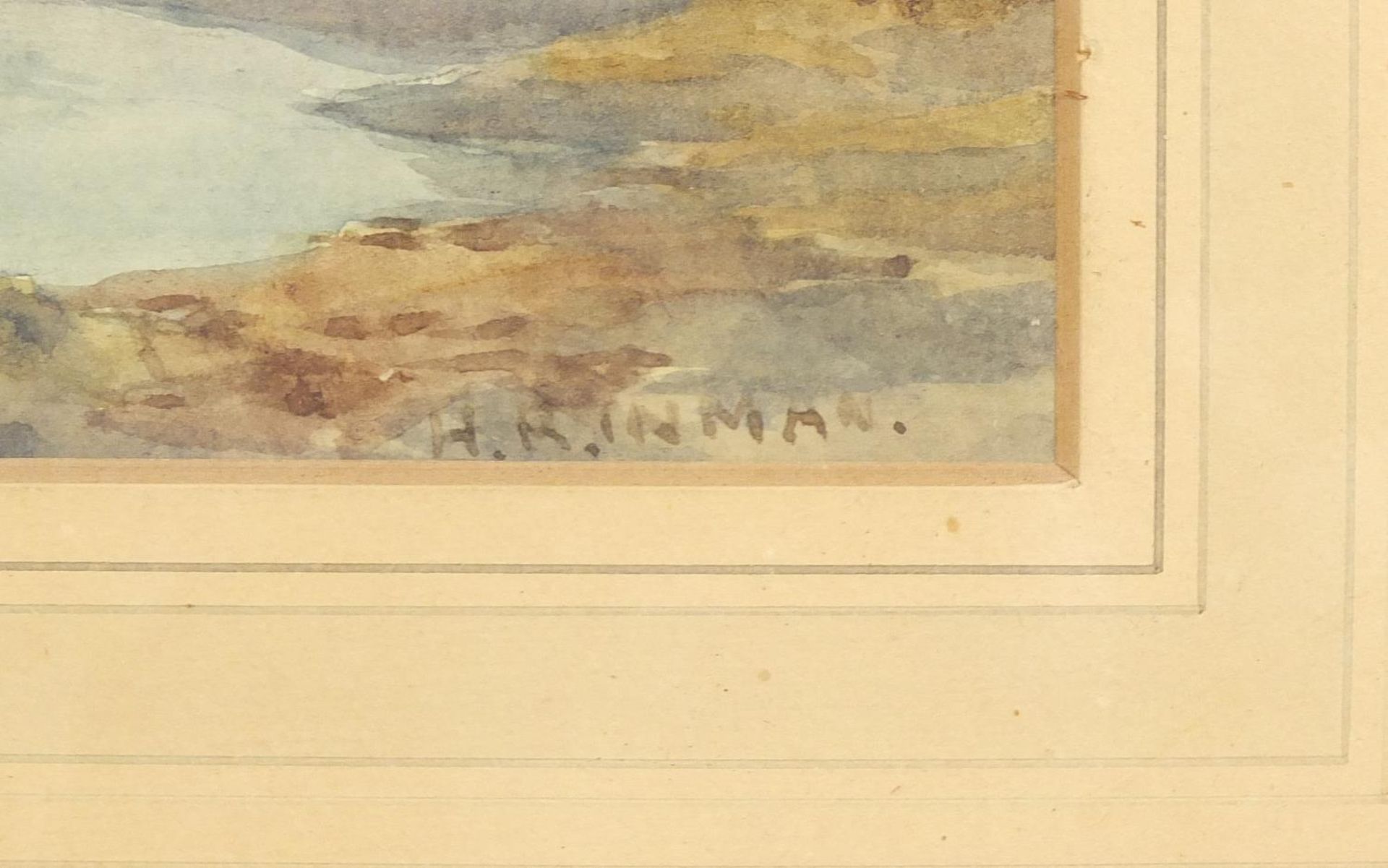 Henry Reid Inman - The lighthouse, Turnberry, signed watercolour, details verso, mounted, framed and - Image 3 of 5