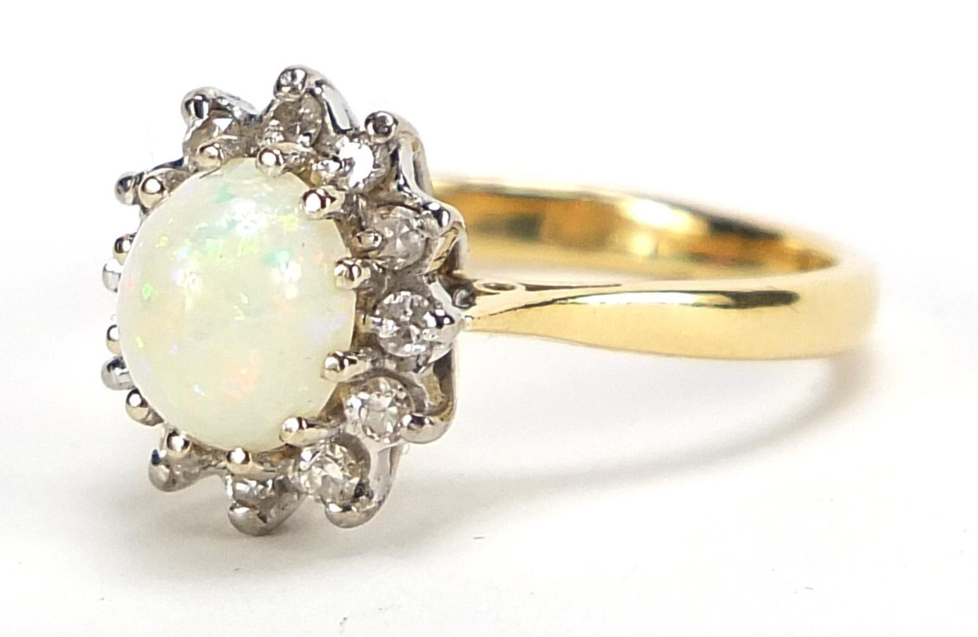 18ct gold cabochon opal and diamond ring, stamped Cudos, size M, 4.4g : - Image 2 of 9