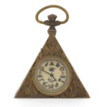 Masonic interest triangular pocket watch, 6cm high :