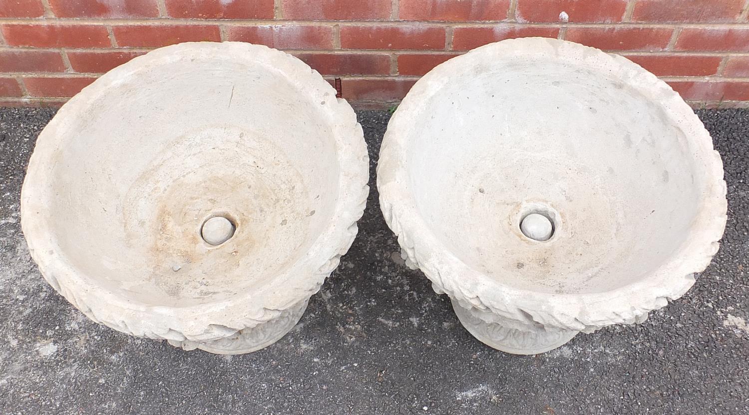 Pair of stoneware garden planters, 41cm high x 54cm in diameter : - Image 2 of 3