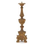 Large19th century style gilt candle holder, 63cm high :