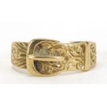 9ct gold buckle ring, size P, 2.8g :